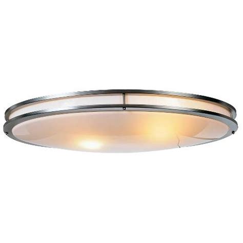 Monument Oval Ceiling Light Fixture Brushed Nickel With White Plastic