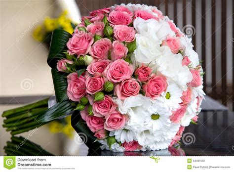 Bouquet Of Fresh Flowers For The Wedding Ceremony Stock Photo Image