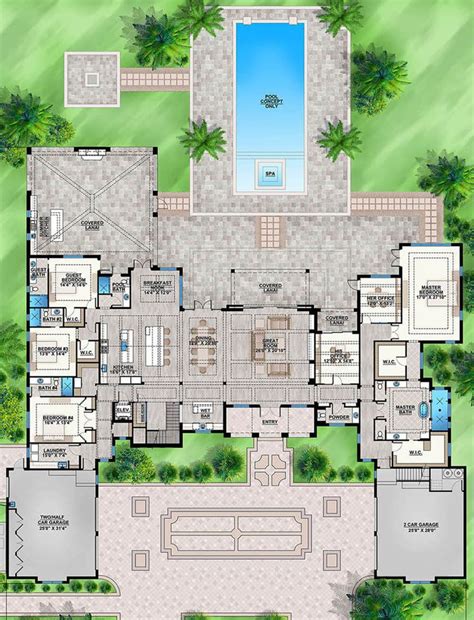 Some bedrooms share a bathroom. House Plan 207-00067 - Luxury Plan: 8,285 Square Feet, 7 ...