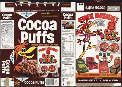 All these customized templates are printable pictures of cereal boxes. General Mills - Cocoa Puffs - Color-Bubbles bubble gum ...