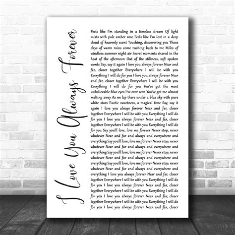 Donna Lewis I Love You Always Forever Script Heart Song Lyric Wall Art
