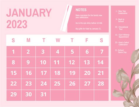 Free 2023 Calendar Template Illustrator Word Psd