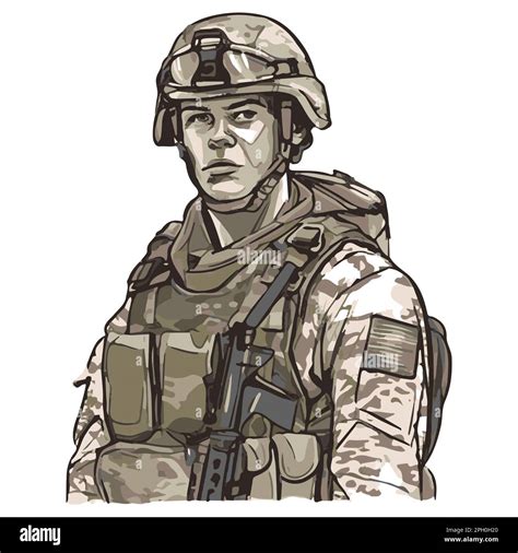 Infanterie Militaire Dessin Isolé Dun Soldat De Dessin Animé Art