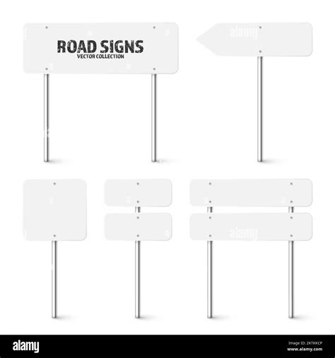 Various Road Traffic Signs Highway Signboard On A Chrome Metal Pole