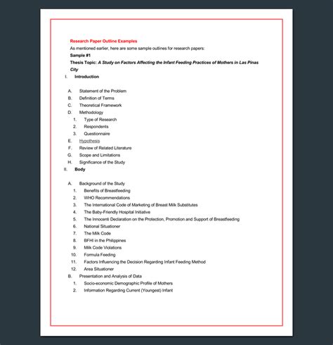 Research Outline Template 20 Formats Examples And Samples