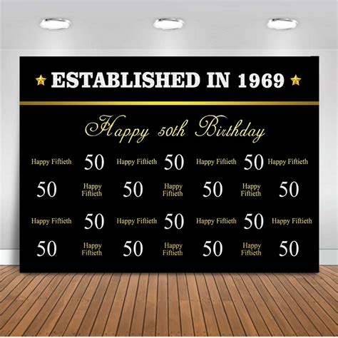 Buy Mehofoto Happy 50th Birthday Gold Backdrop Black Gold Step And Repeat Photography Backdrop