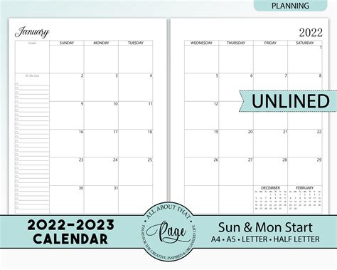2022 And 2023 Monthly Planner 2023