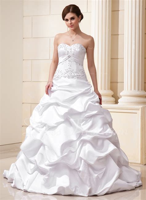 Ball Gownprincess Sweetheart Court Train Satin Wedding Dress With