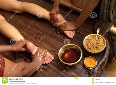 Traditional Indian Ayurvedic Oil Foot Massage Stock Image Image Of