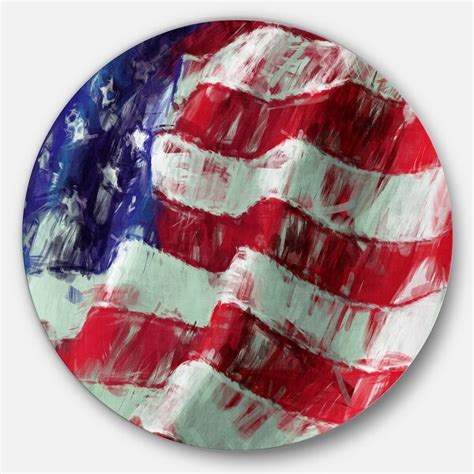 Designart Usa Flag Abstract Art Map And Flag Glossy Metal Wall Art