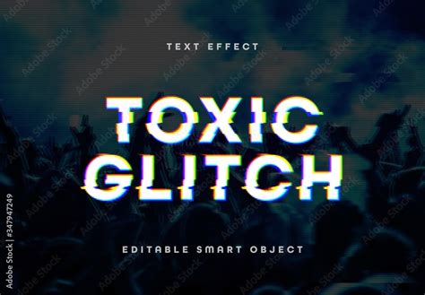 Pixelated Color Distorted Glitch Text Effect Mockup Stock Template