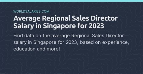 Average Regional Sales Director Salary In Singapore For 2024