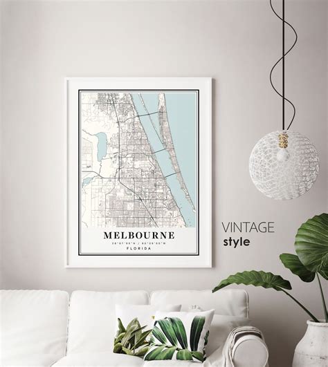 MELBOURNE Map Melbourne Florida City Map Melbourne FL Print Etsy
