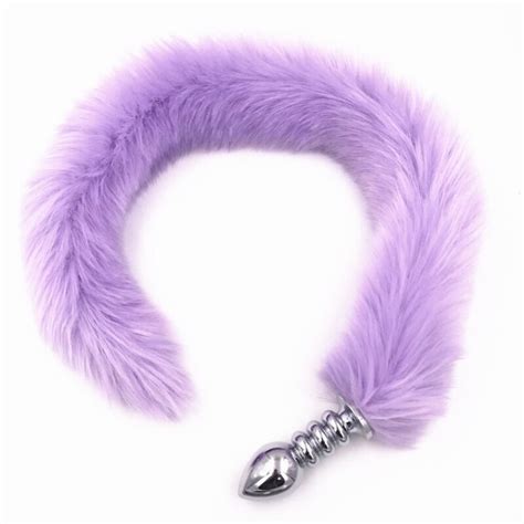 S M L Size Anal Plug Tails Stainless Steel Long Soft Purple Tail Anal