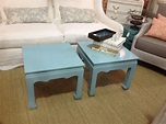 Aqua chow tables for in front of newly upholstered sofa | Coffee table, Upholstered sofa, Family room