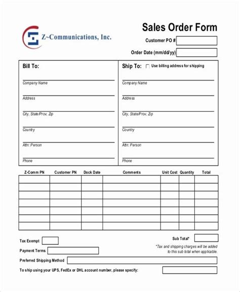 sales order form template  lovely sales order templates