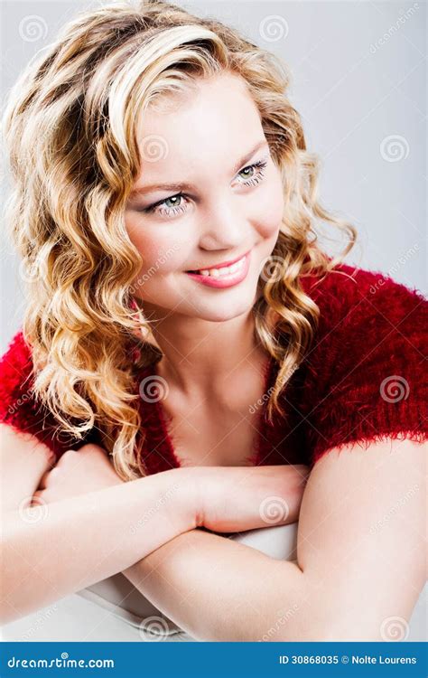 Teen Girl Pretty In Her Curly Hair Stock Image Image Of Cheerful Model 30868035