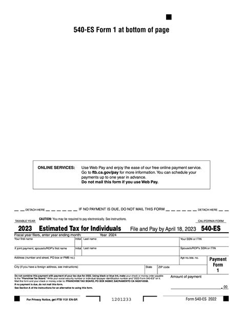 Ftb Form 540 Es Estimated Tax For Individuals Forms Docs 2023