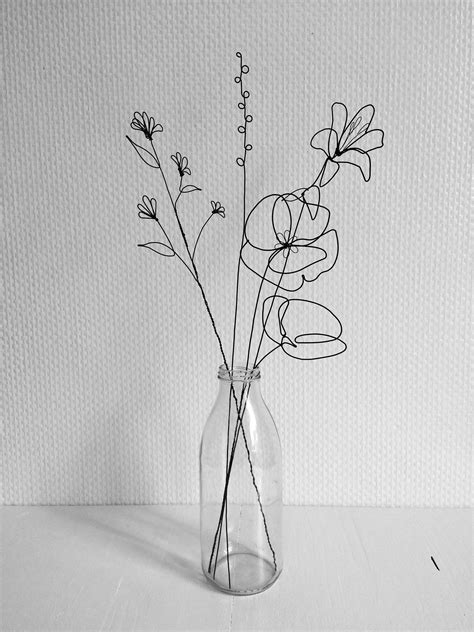 Bouquet De 4 Fleurs En Fil De Fer Recuit Coquelicot Et Fleur Etsy