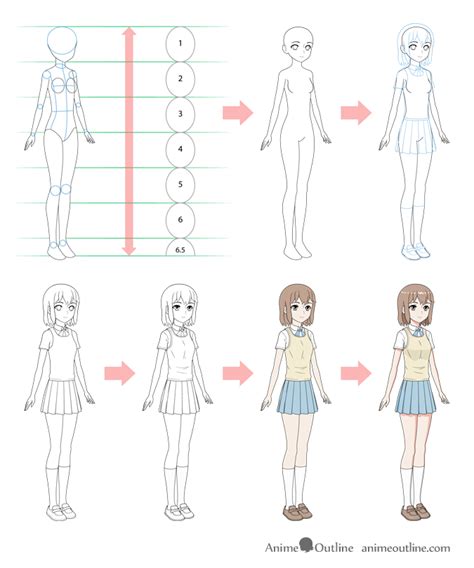 How To Draw An Anime School Girl In 6 Steps Animeoutline