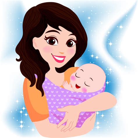 Happy Mother Cradling Baby Vectors Graphic Art Designs In Editable Ai