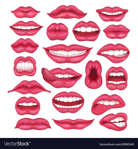 Lip Cartoon Beautiful Red Lips In Kiss Royalty Free Vector