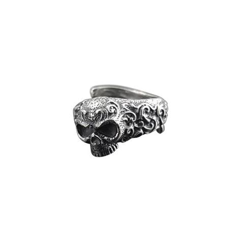 Ornate Sugar Skull Ring Solid Cast Oxidized 925 Sterling Etsy