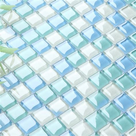 Crystal Glass Tile Sheets For Shower Wall Tiles Designs Sea Blue Glass