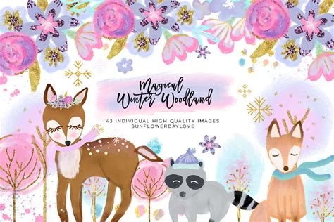 Winter Woodland Clipart Winter Forest Animal Clip Art By