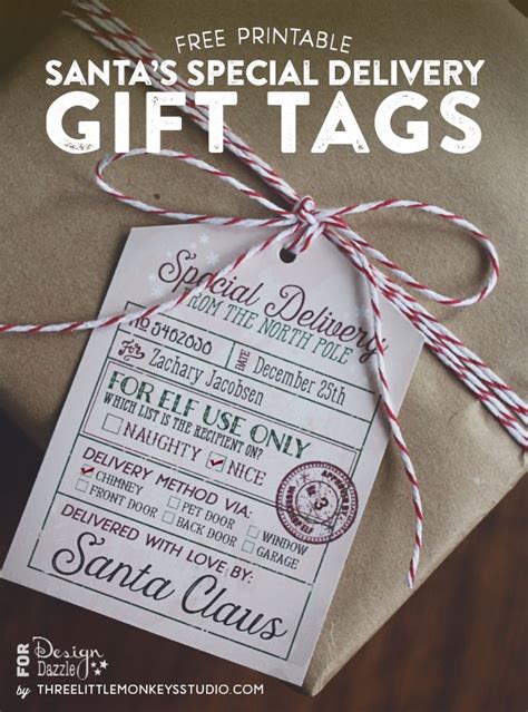 Find perfect gifts to celebrate any event! Santa's Special Delivery Printable Gift Tags - Three ...