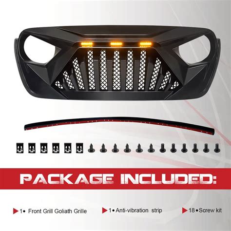 Buy Rongher Front Grill Goliath Grille For 2018 2022 Jeep Wrangler Jl