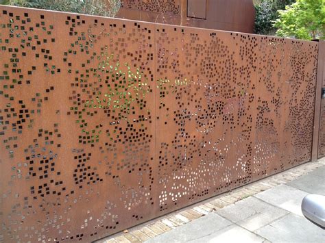 Corten Steel Square Perforated Fence Living Fence Backyard Fences