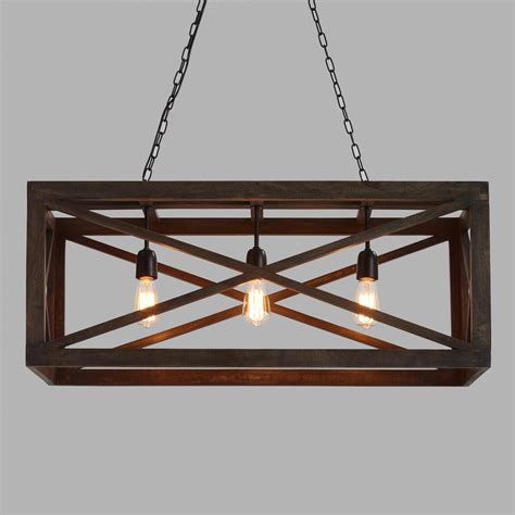 Our modern take on classic bamboo. Rectangular Gray Wood 3 Light Valencia Chandelier by World ...