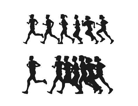 Running Silhouette K Run Clip Art Vector Black Running People Fitness Png Download