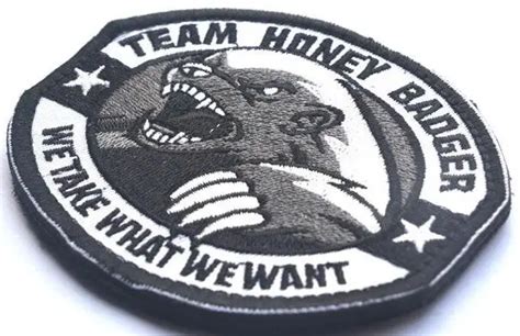 Team Honey Badger Patch Embroidery 3d Hook And Loop Tactical Patch