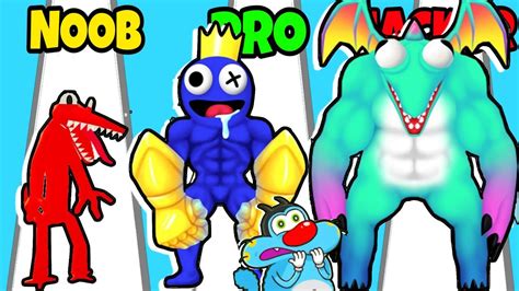 Noob Vs Pro Vs Hacker In Merge Rainbow 3d Run Game Oggy And Jack