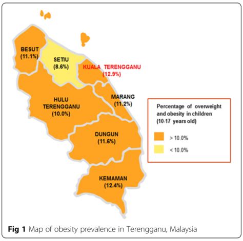 Research by the ministry of health in 2006 showed that 14 per cent of the population is obese and it showed in every. Map of obesity prevalence in Terengganu, Malaysia ...
