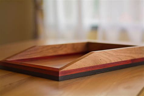 Wooden Paper Tray for Desk in Cherry, Wenge and Padauk - ADH Woodwork