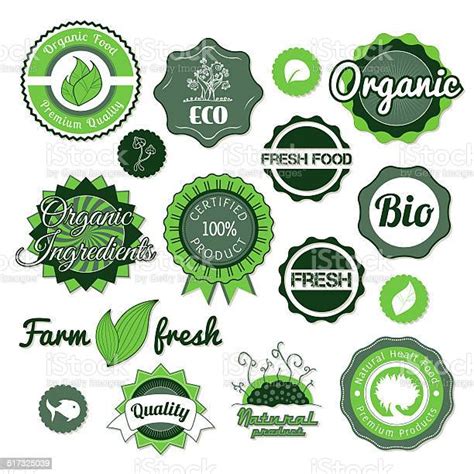 Collection Green Labels Badges And Icons Stock Illustration Download