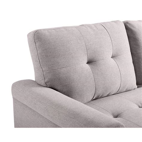 Two toned light gray velvet sofa. Bowery Hill Light Gray Linen Reversible/Sectional Sleeper ...