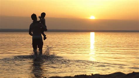 silhouettes of father son on sunset sea stock footage sbv 309634345 storyblocks