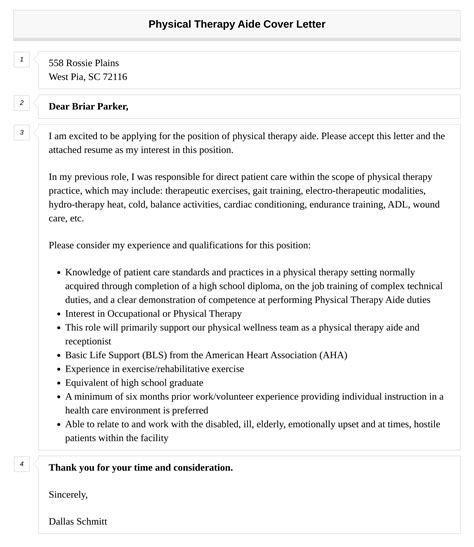 Physical Therapy Aide Cover Letter | Velvet Jobs