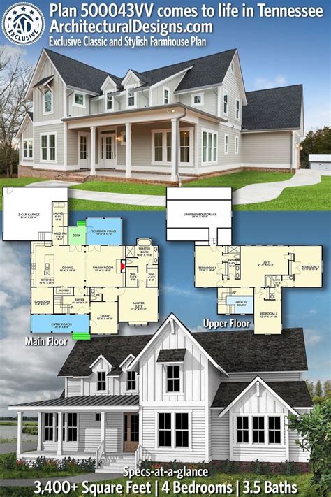 Plan 500043vv Exclusive Classic And Stylish Farmhouse Plan In 2022 Farmhouse Style House