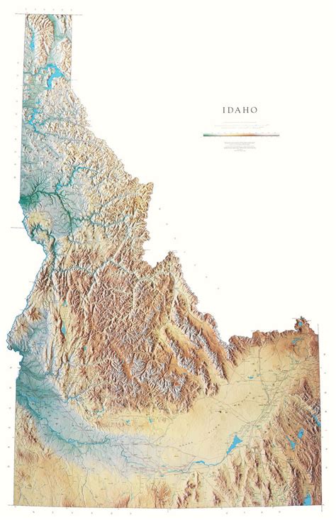 Idaho Topographical Wall Map By Raven Maps 65 X 42