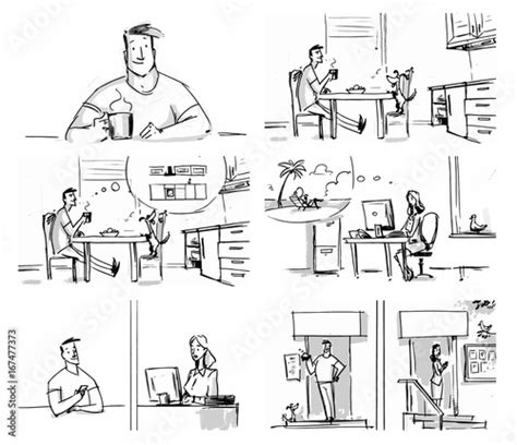 Man And Woman Lifestyle Concept Set For Storyboard Cartoon Projects