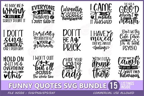 Funny Quotes Svg Bundle Illustrator Graphics ~ Creative Market