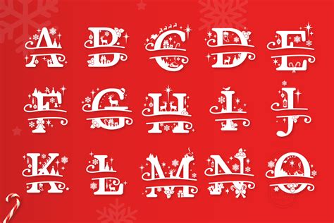 Christmas Split Letters Christmas Monogram Alphabet By Big Design