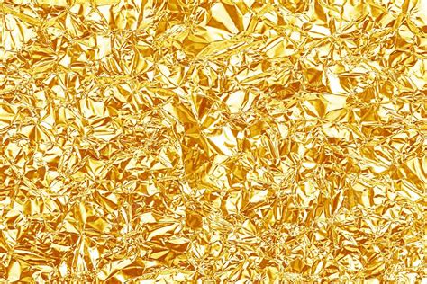 Shiny Yellow Gold Foil Texture For Background And Shadow Crease Stock