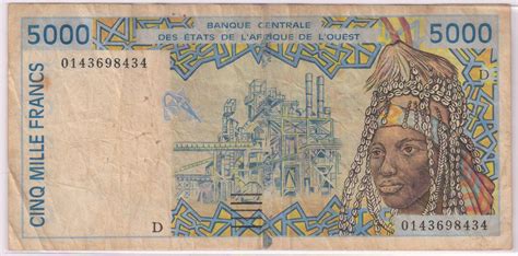 Mali West African States 5000 Francs Currency Note Kb Coins