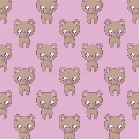 Pattern Of Cute Bears Baby Animals Kawaii Style Stock Image Image Of